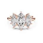 Lab Grown Marquise VVS DF Color Diamond Engagement Ring, Marquise Three Stone Ring