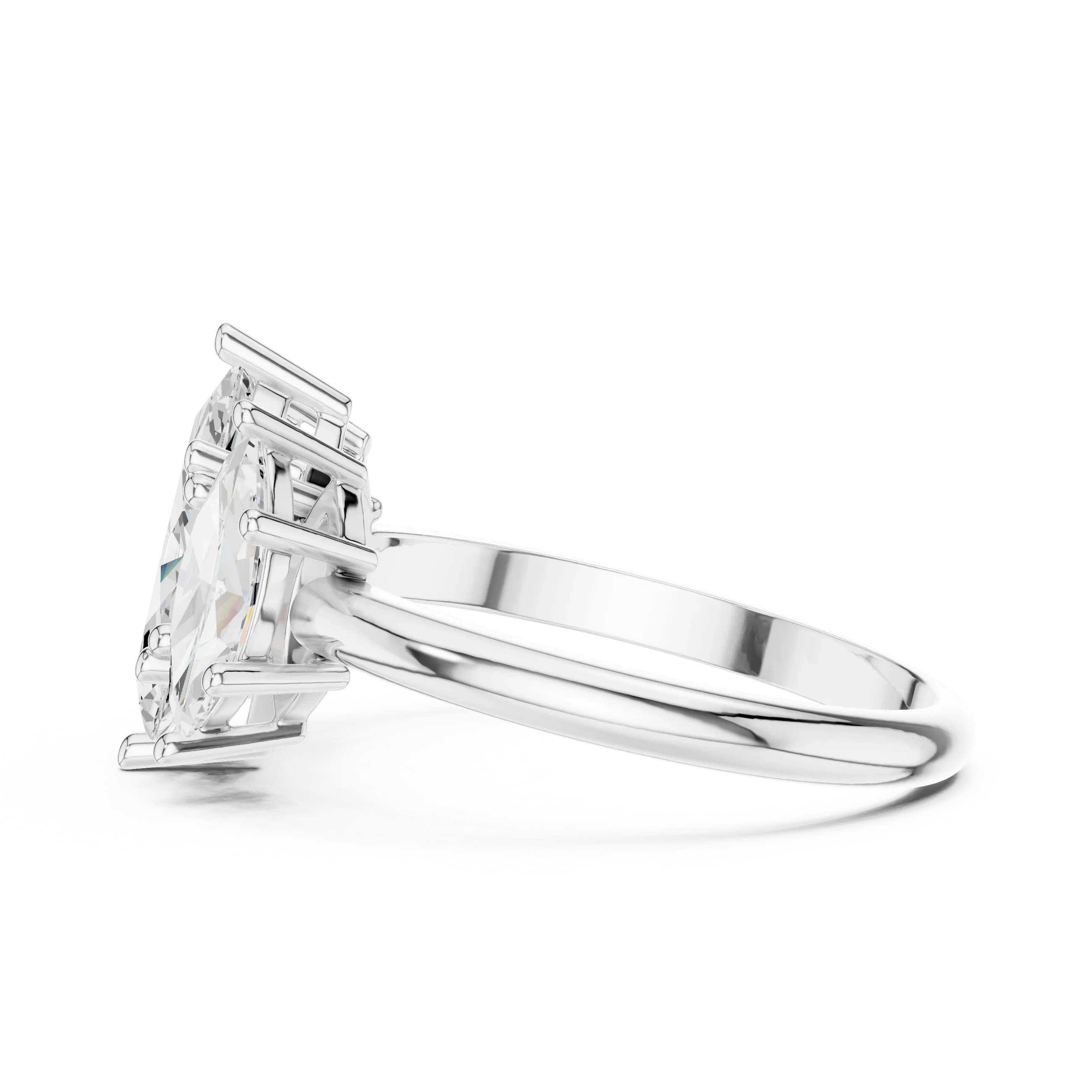 Lab Grown Marquise VVS DF Color Diamond Engagement Ring, Marquise Three Stone Ring