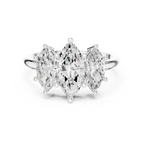 Lab Grown Marquise VVS DF Color Diamond Engagement Ring, Marquise Three Stone Ring