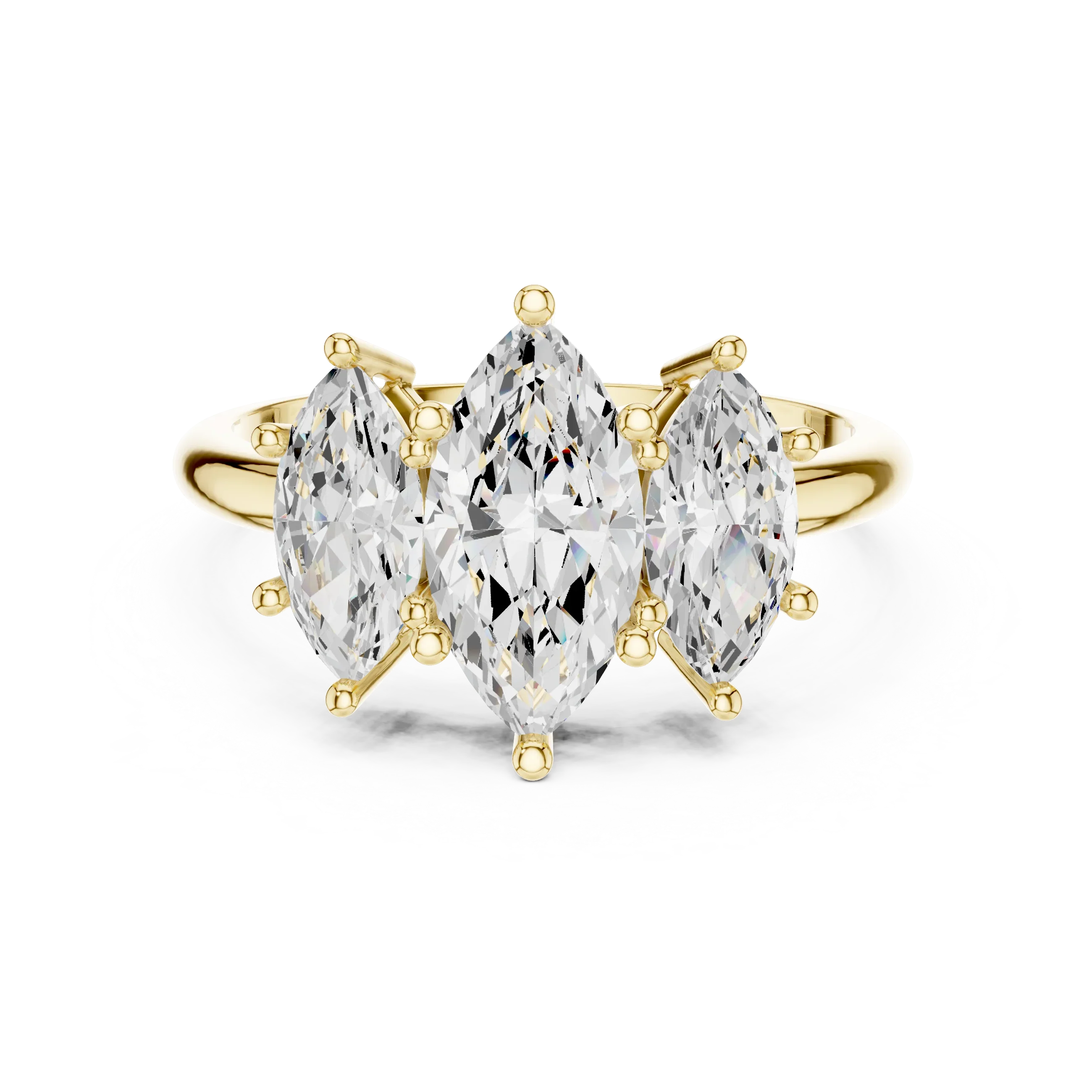 Lab Grown Marquise VVS DF Color Diamond Engagement Ring, Marquise Three Stone Ring