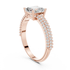 0.37 CTW Asscher Cut 10K White Gold Moissanite Three Layer Diamond Ring Anniversary Gift