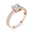 0.37 CTW Asscher Cut 10K White Gold Moissanite Three Layer Diamond Ring Anniversary Gift