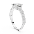 0.37 CTW Asscher Cut 10K White Gold Moissanite Three Layer Diamond Ring Anniversary Gift
