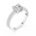 0.37 CTW Asscher Cut 10K White Gold Moissanite Three Layer Diamond Ring Anniversary Gift