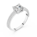 0.37 CTW Asscher Cut 10K White Gold Moissanite Three Layer Diamond Ring Anniversary Gift