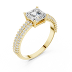 0.37 CTW Asscher Cut 10K White Gold Moissanite Three Layer Diamond Ring Anniversary Gift
