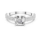 0.37 CTW Asscher Cut 10K White Gold Moissanite Three Layer Diamond Ring Anniversary Gift