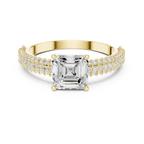0.37 CTW Asscher Cut 10K White Gold Moissanite Three Layer Diamond Ring Anniversary Gift