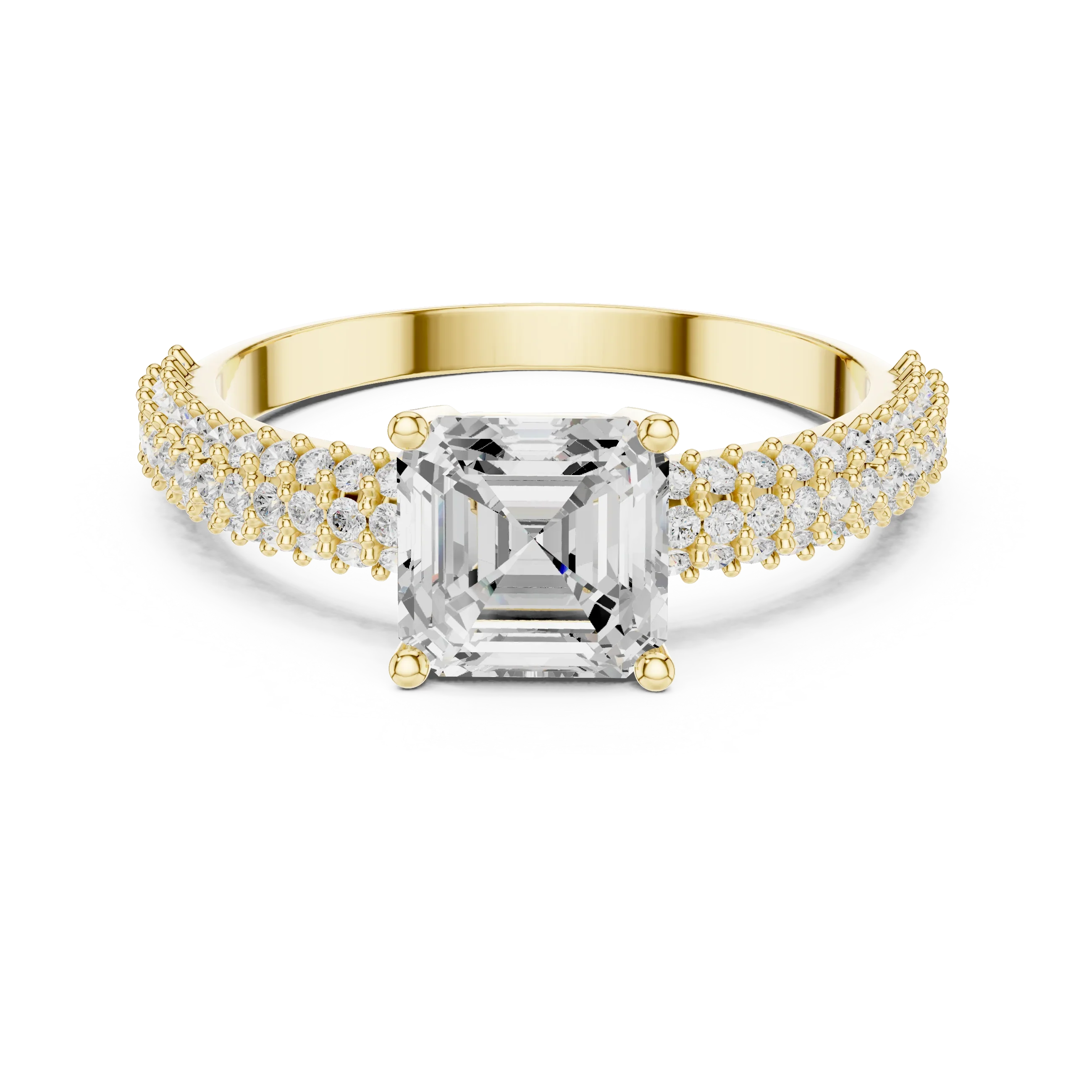 0.37 CTW Asscher Cut 10K White Gold Moissanite Three Layer Diamond Ring Anniversary Gift
