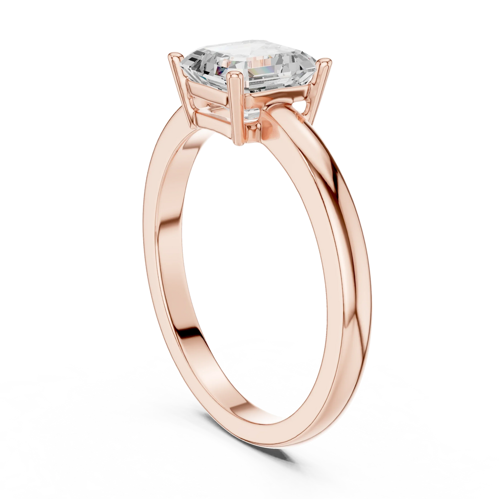 10K Gold 0.80 CT Asscher D Color VVS Moissanite Solitaire Diamond Ring
