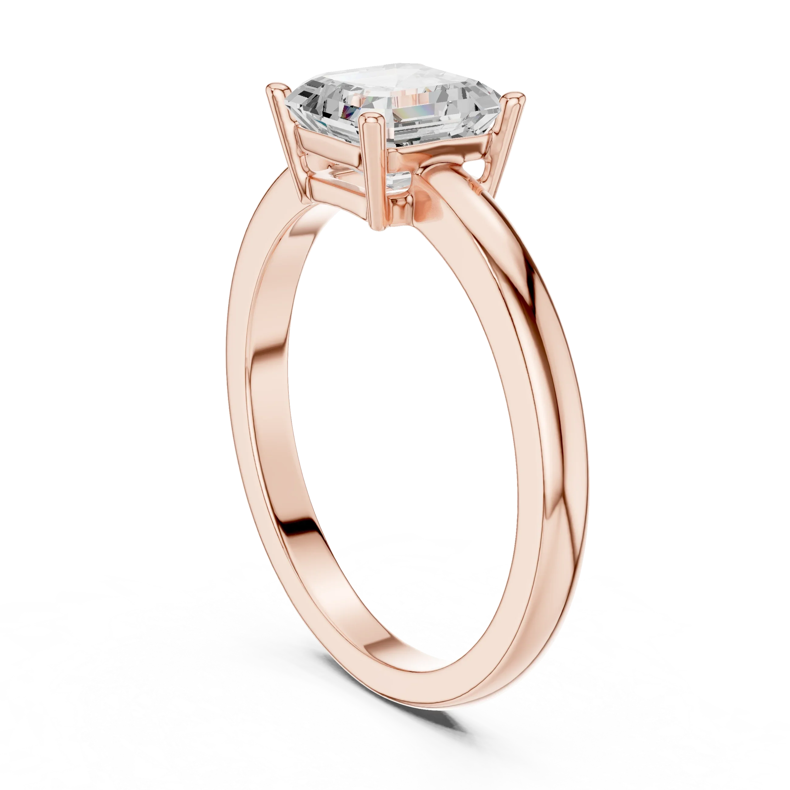 10K Gold 0.80 CT Asscher D Color VVS Moissanite Solitaire Diamond Ring