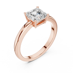 10K Gold 0.80 CT Asscher D Color VVS Moissanite Solitaire Diamond Ring
