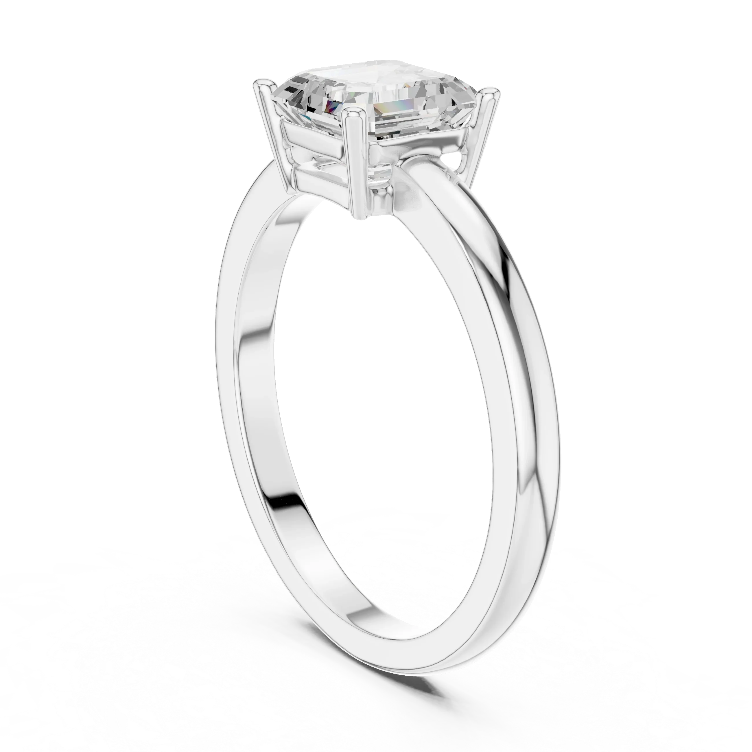 10K Gold 0.80 CT Asscher D Color VVS Moissanite Solitaire Diamond Ring