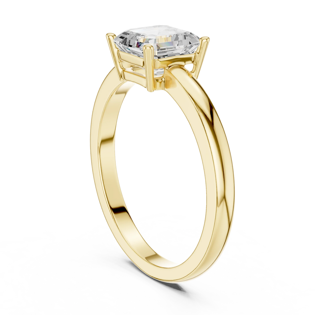 10K Gold 0.80 CT Asscher D Color VVS Moissanite Solitaire Diamond Ring