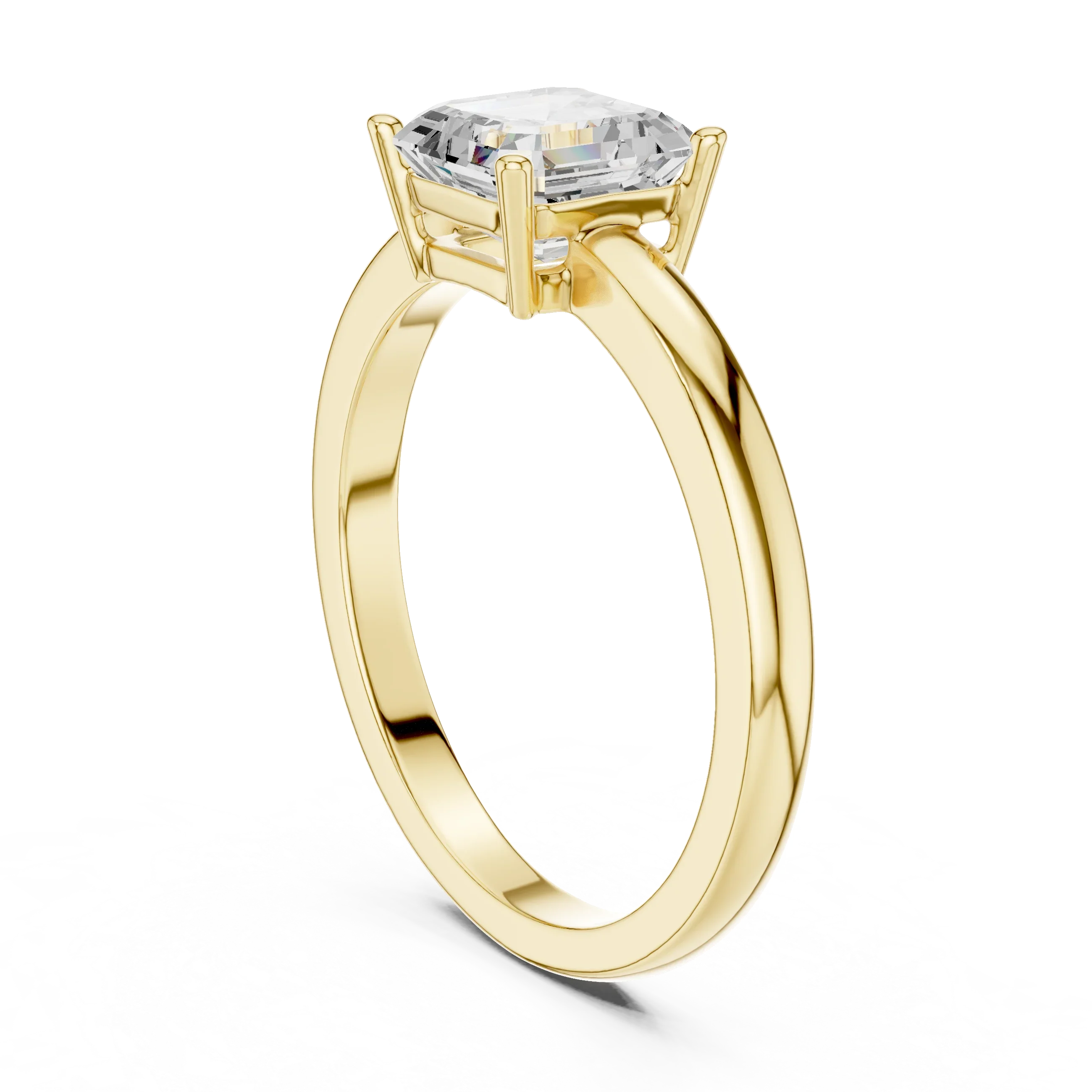10K Gold 0.80 CT Asscher D Color VVS Moissanite Solitaire Diamond Ring