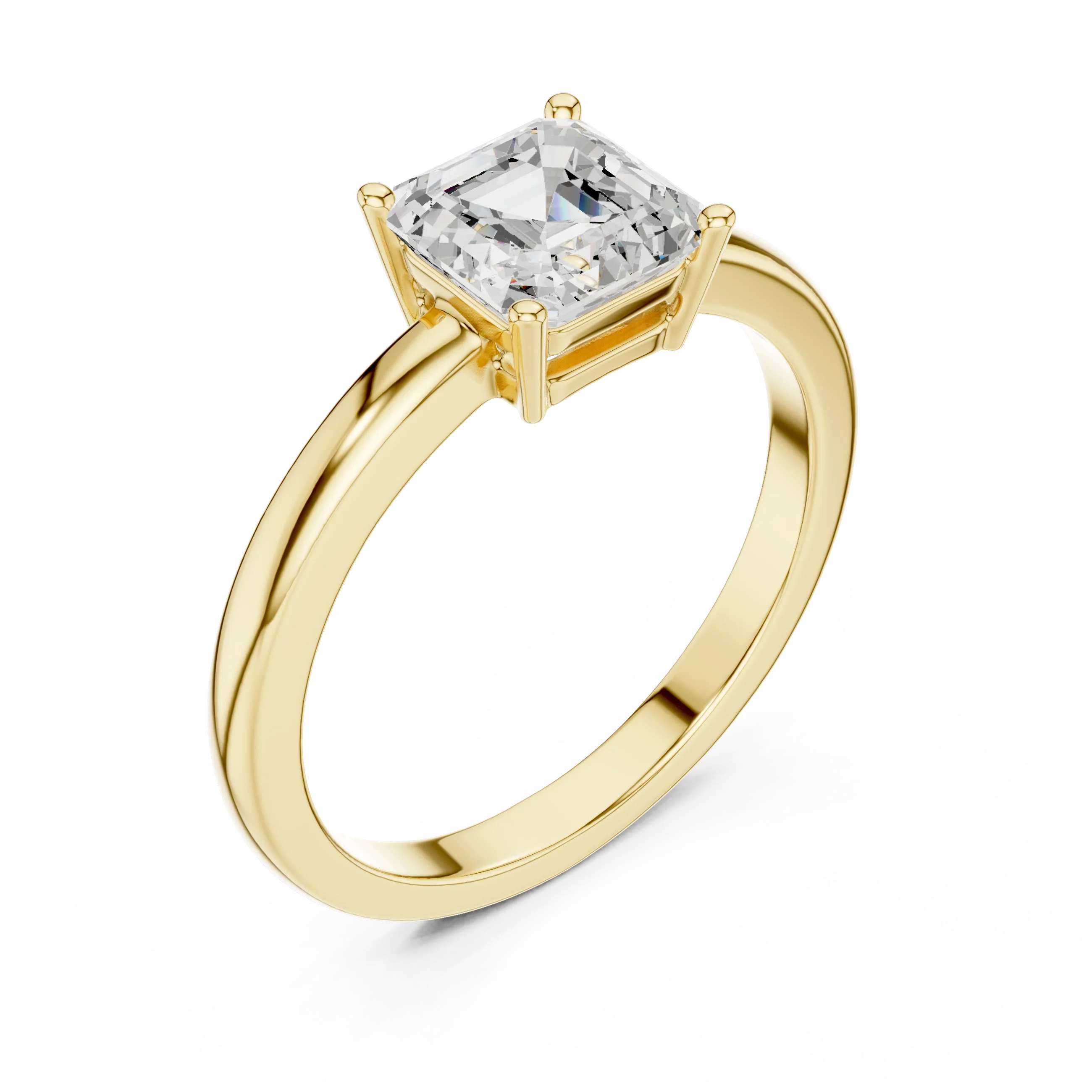 10K Gold 0.80 CT Asscher D Color VVS Moissanite Solitaire Diamond Ring