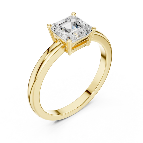 10K Gold 0.80 CT Asscher D Color VVS Moissanite Solitaire Diamond Ring