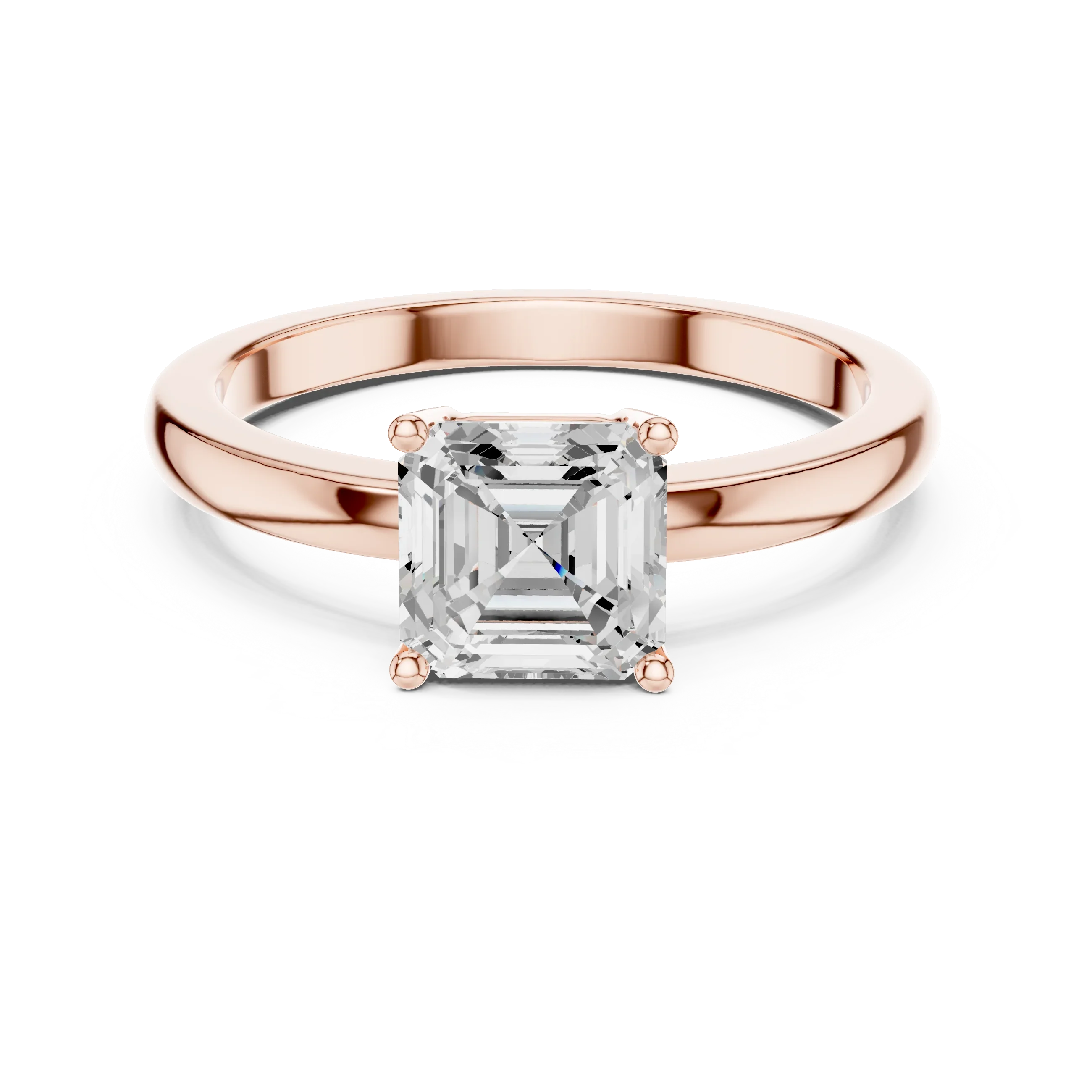 10K Gold 0.80 CT Asscher D Color VVS Moissanite Solitaire Diamond Ring