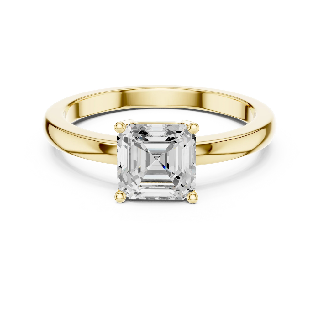 10K Gold 0.80 CT Asscher D Color VVS Moissanite Solitaire Diamond Ring