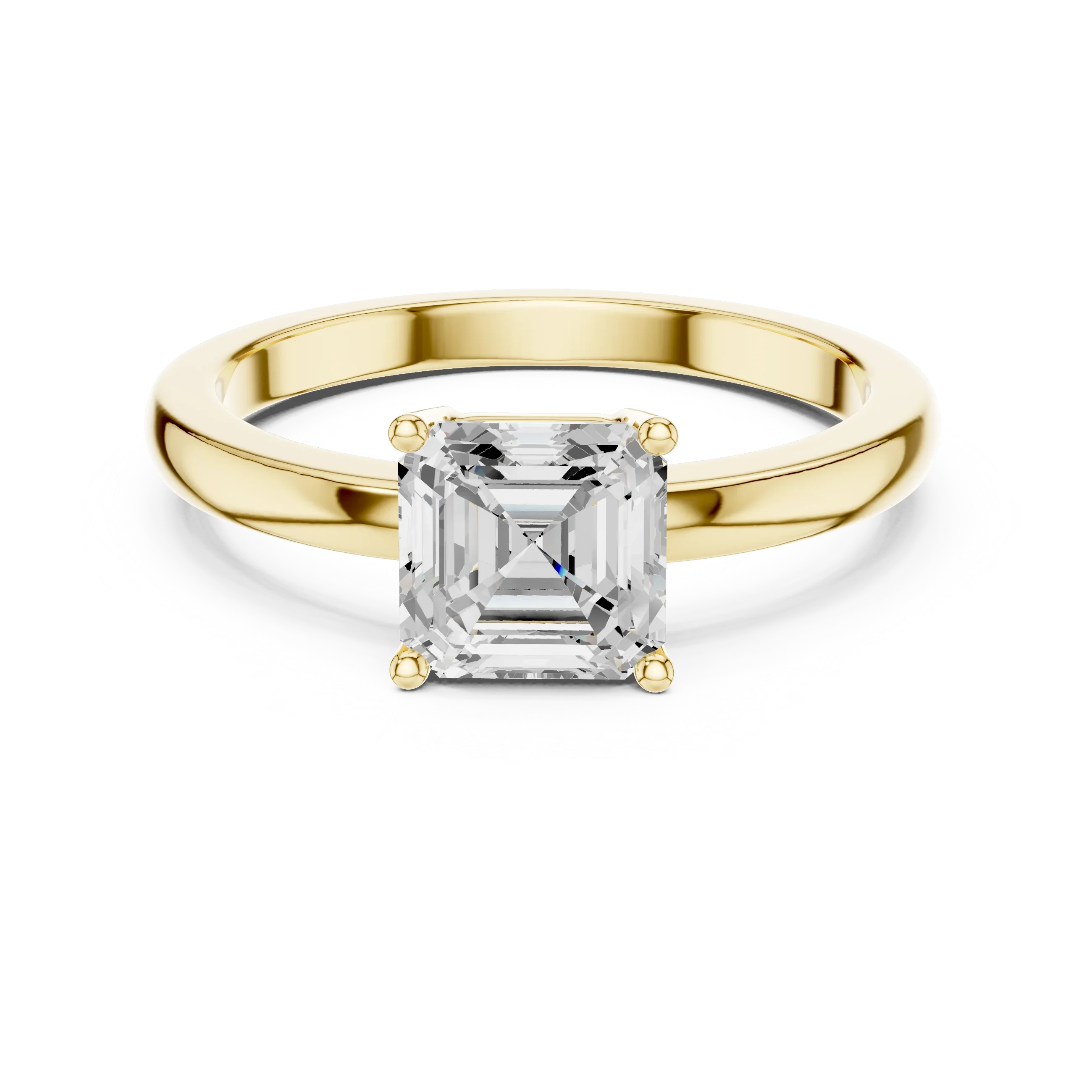 10K Gold 0.80 CT Asscher D Color VVS Moissanite Solitaire Diamond Ring