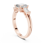 Minimalist Asscher Cut Diamond Wedding Ring with Baguette Side Stones