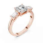 Minimalist Asscher Cut Diamond Wedding Ring with Baguette Side Stones