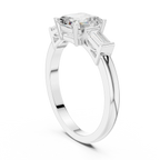 Minimalist Asscher Cut Diamond Wedding Ring with Baguette Side Stones