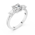 Minimalist Asscher Cut Diamond Wedding Ring with Baguette Side Stones