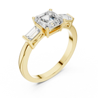 Minimalist Asscher Cut Diamond Wedding Ring with Baguette Side Stones