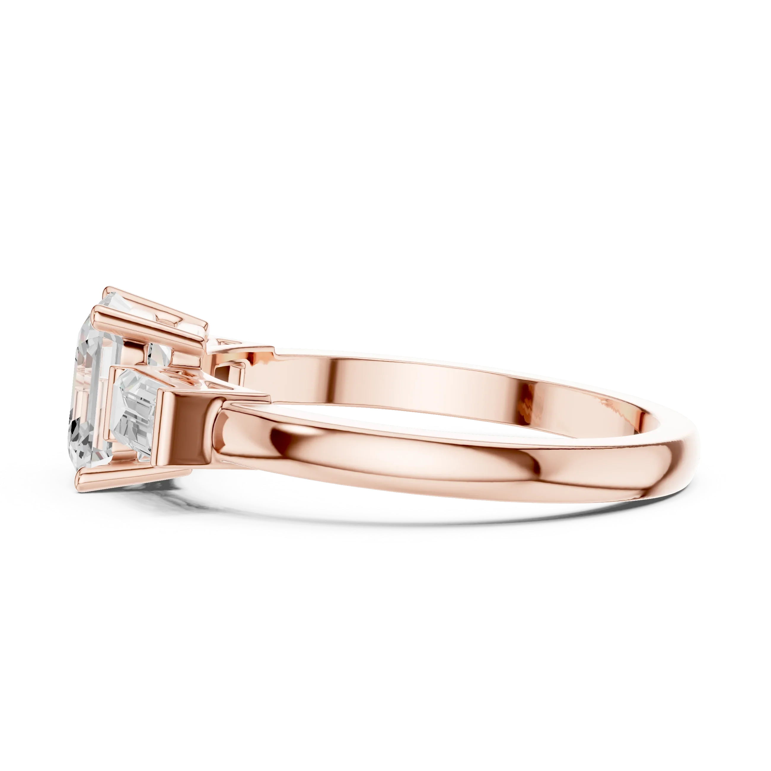 Minimalist Asscher Cut Diamond Wedding Ring with Baguette Side Stones