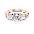 Minimalist Asscher Cut Diamond Wedding Ring with Baguette Side Stones