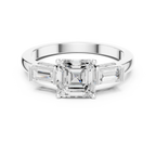 Minimalist Asscher Cut Diamond Wedding Ring with Baguette Side Stones