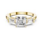 Minimalist Asscher Cut Diamond Wedding Ring with Baguette Side Stones