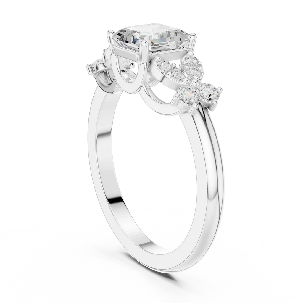 Asscher Cut 0.24 CTW 14K Solid Gold Lab Grown Cluster Ring