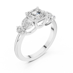 Asscher Cut 0.24 CTW 14K Solid Gold Lab Grown Cluster Ring