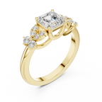 Asscher Cut 0.24 CTW 14K Solid Gold Lab Grown Cluster Ring