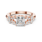 Asscher Cut 0.24 CTW 14K Solid Gold Lab Grown Cluster Ring