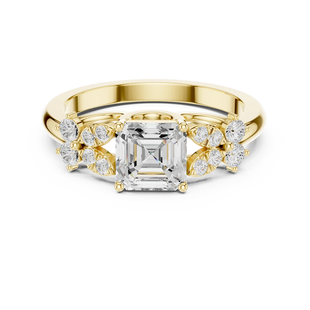 Asscher Cut 0.24 CTW 14K Solid Gold Lab Grown Cluster Ring