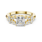 Asscher Cut 0.24 CTW 14K Solid Gold Lab Grown Cluster Ring