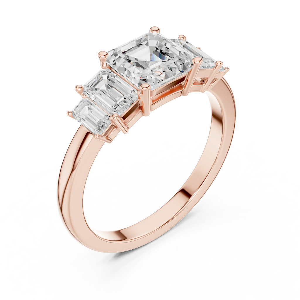 1.76 CTW Baguette & Asscher Diamond 10K Yellow Gold Luxury Ring