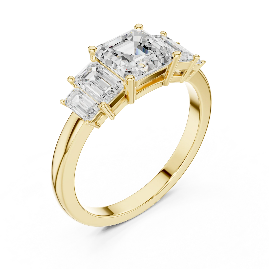 1.76 CTW Baguette & Asscher Diamond 10K Yellow Gold Luxury Ring