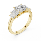 1.76 CTW Baguette & Asscher Diamond 10K Yellow Gold Luxury Ring