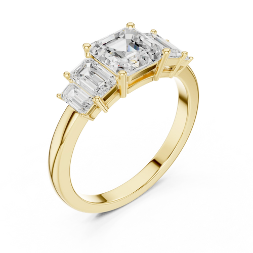 1.76 CTW Baguette & Asscher Diamond 10K Yellow Gold Luxury Ring