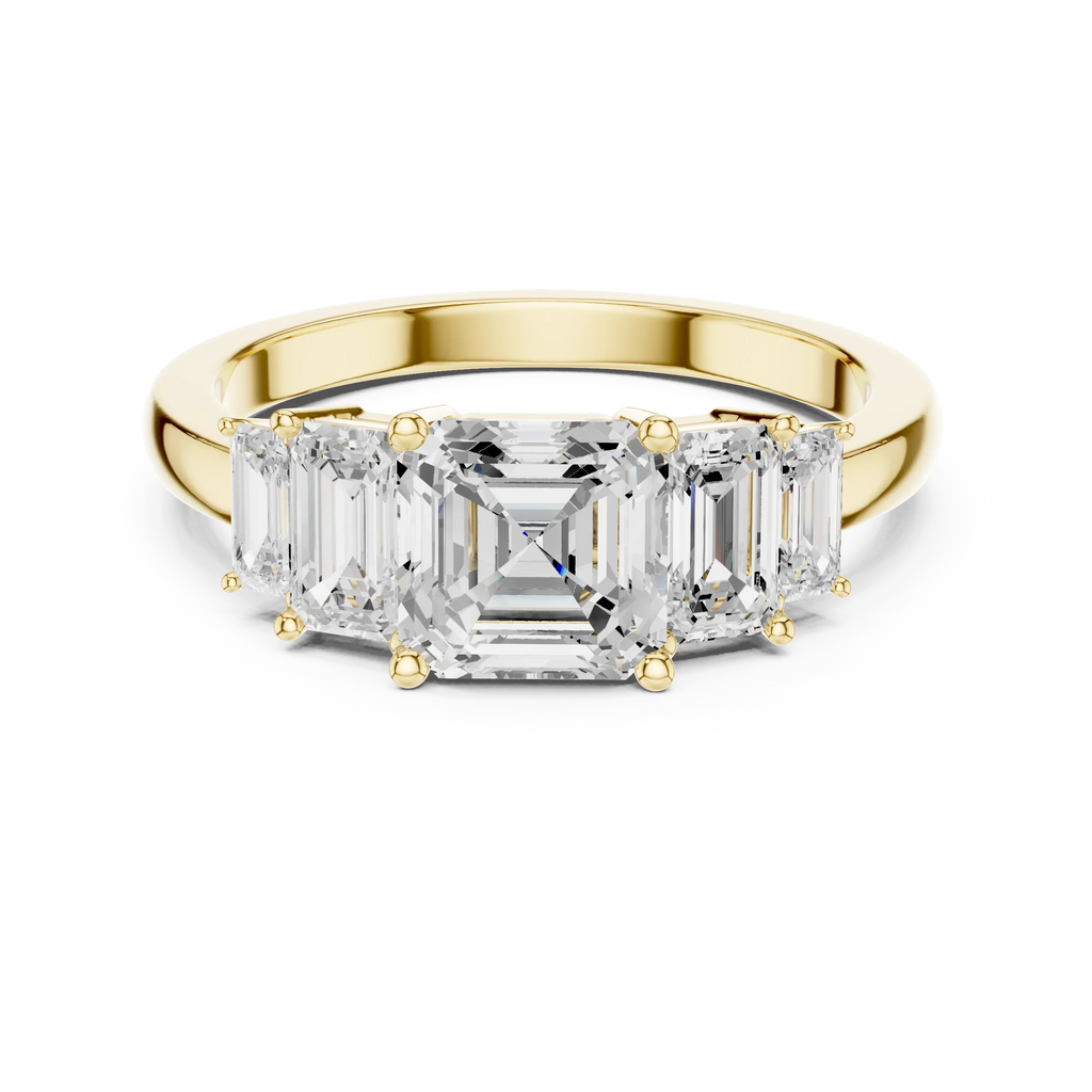 1.76 CTW Baguette & Asscher Diamond 10K Yellow Gold Luxury Ring