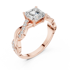 Custom Gold Engagement Asscher Cut Diamond Infinity Hidden Halo Ring