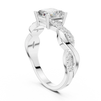 Custom Gold Engagement Asscher Cut Diamond Infinity Hidden Halo Ring