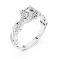Custom Gold Engagement Asscher Cut Diamond Infinity Hidden Halo Ring