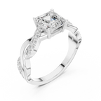 Custom Gold Engagement Asscher Cut Diamond Infinity Hidden Halo Ring