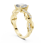 Custom Gold Engagement Asscher Cut Diamond Infinity Hidden Halo Ring