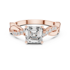 Custom Gold Engagement Asscher Cut Diamond Infinity Hidden Halo Ring